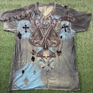 Y2k blue and black affliction inspired graphic tee